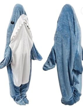 Blue Shark Costume Onesie with Hood. Costume or cozy blanket